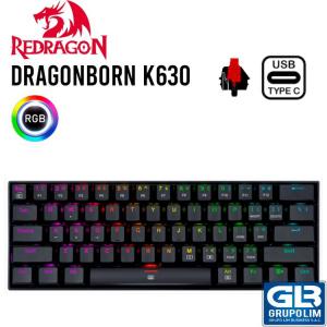 TECLADO REDRAGON DRAGONBORN K630 | INGLES | MECANICO | SW-RED | RGB | NEGRO