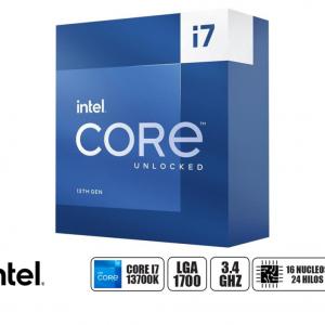 PROCESADOR INTEL CORE I7 13700K 3.4 GHZ HASTA 5.4 GHZ, 30MB, 16 NUCLEOS, GRAFICO INTEGRADO UHD 770, LGA 1700, S/COOLER