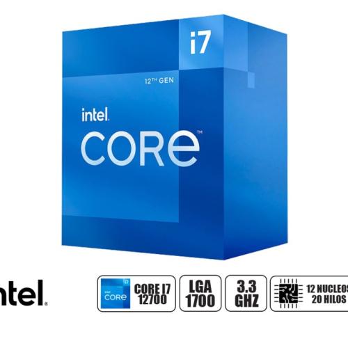 PROCESADOR INTEL CORE I7 12700, 2.1 GHZ HASTA 3.6 GHZ Y 4.9 GHZ, 25MB, 12 NUCLEOS, GRAFICO INTEGRADO INTEGRADO UHD 770, LGA 1700