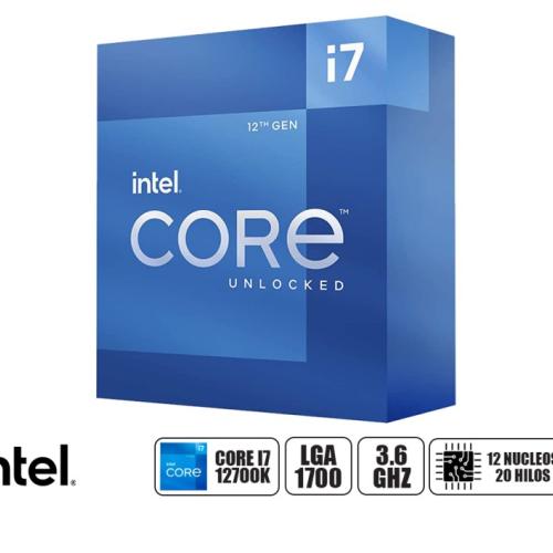 PROCESADOR INTEL CORE I7 12700K 3.6GHZ HASTA 4.9GHZ, 25MB, 12 NUCLEOS, GRAFICO INTEGRADO UHD 770, LGA 1700, S/COOLER